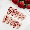 thumbnail image 4 of Presiona uñas GJJBQTT de San Valentín con forma de corazón rojo, 30 unidades con lazo, 4 of 7