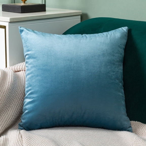 suxuMhao Plush Soft Velvet Decorative Pillows, 2 Pack 18×18 In Blue Throw Pillows, Fluffy Accent Pillows for Office/Home Decoration, Comfortable Square Decorative Cushion