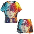 thumbnail image 2 of Anime Todoroki My Hero Academia Summer Home Suit For Womens Short-Sleeved Pajama Set 2pcs Loungewear Soft Sleepwear T-Shirts Tee Shirt Top And Short Sleeping Pants, 2 of 8