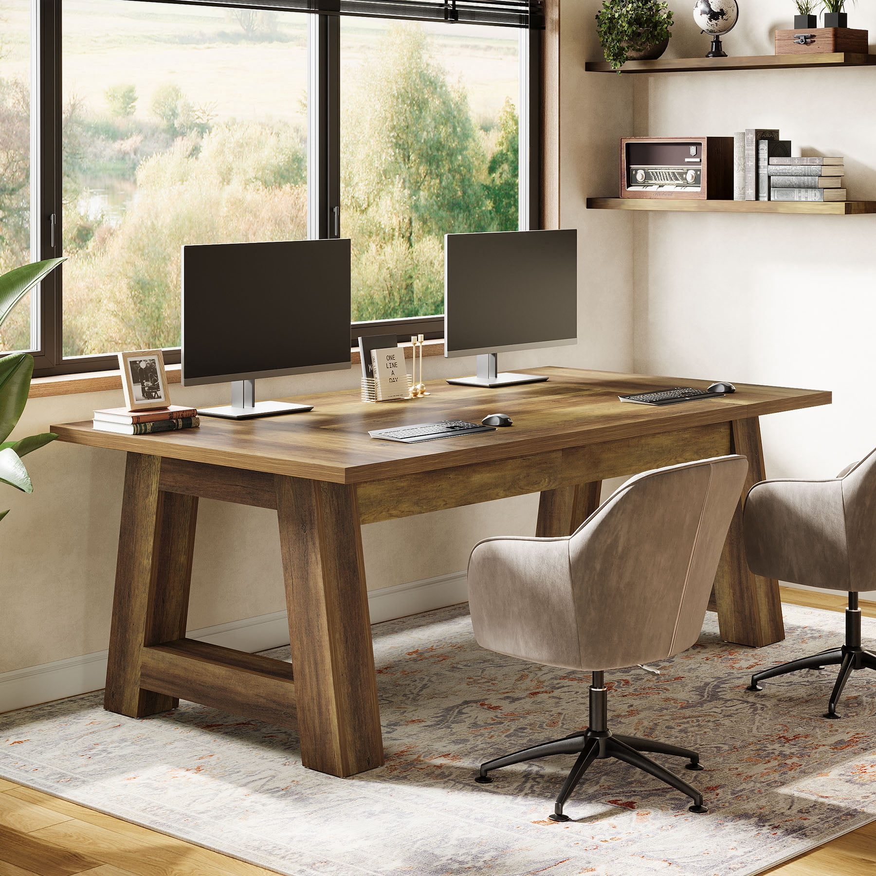 Tribesigns 70.8" Executive Desk, Large Office Computer Desk with Thickened Frame