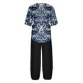 thumbnail image 5 of Nrmvnmi Women's Summer 2 Piece Outfits Casual Floral Prints Short Sleeve Pajama Tops Wide Leg Pants Lounge Sets Tracksuits Mothers Day Gifts, 5 of 5