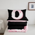thumbnail image 5 of Erosebridal Initial Letter O Bedding Sets Twin with Comforter, Black Pink Duvet Insert, Kawaii Bow-tie Reversible Comforter Sets Twin Size, Lightweight Room Decorative, 2pcs, 5 of 8