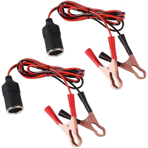 2pack Cigarette Lighter Battery Adapter - Female Cigarette Lighter Socket to 12v Battery Alligator Clips for Auto Car Battery Clamp to Cigarette Lighter Plugs Charge Extension Cable Cord