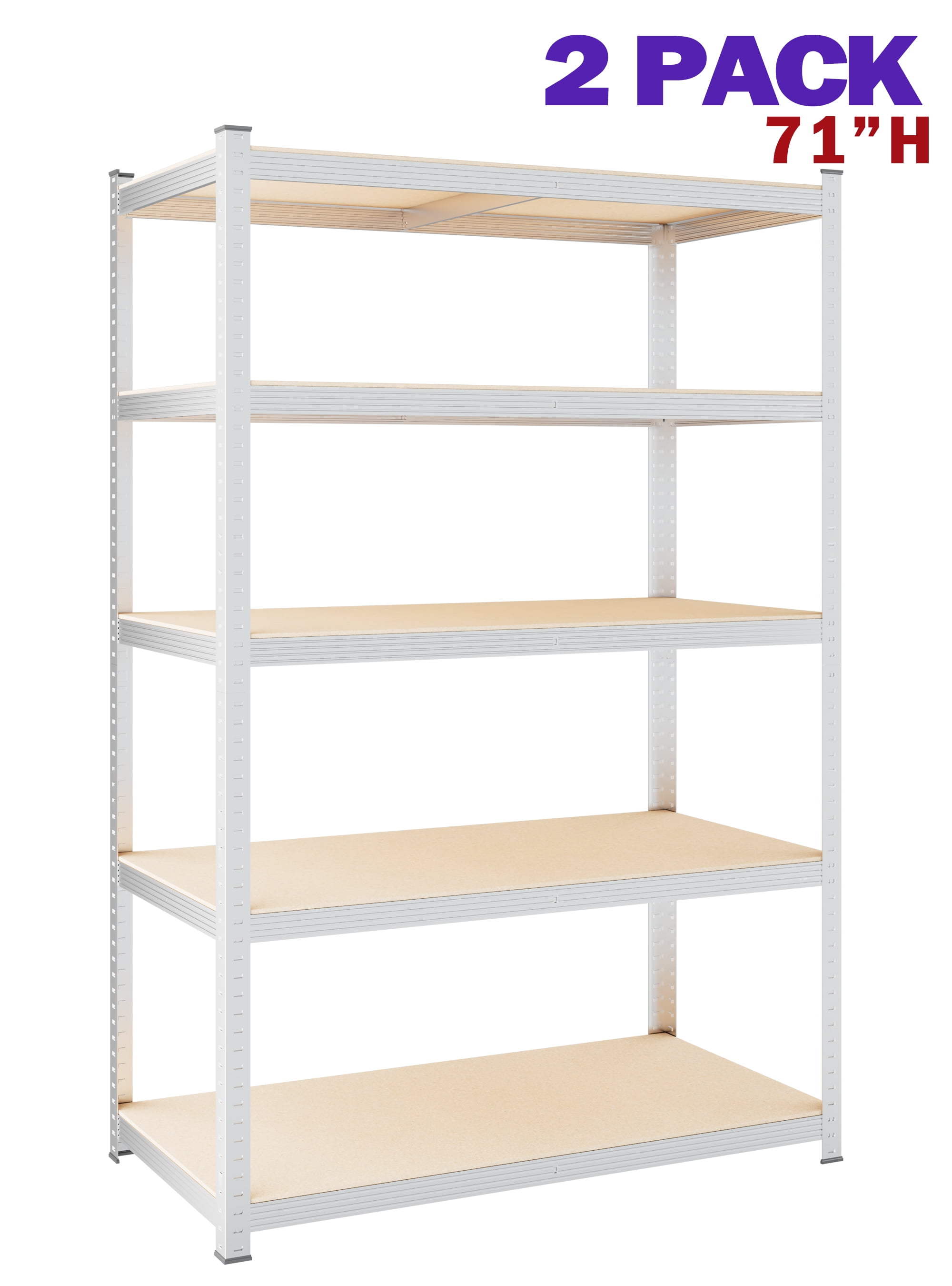 Leariso 2PCS 71"H 5 Tier Shelving Unit for Warehouses, Garages, and More Adjustable, Durable