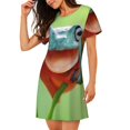 thumbnail image 2 of Disketp Flying Frog On Branch para Camisón Corto de Manga Corta para Mujeres, Camisón Cómodo con Escote Redondo, Bonito y Confortable, 2 of 6