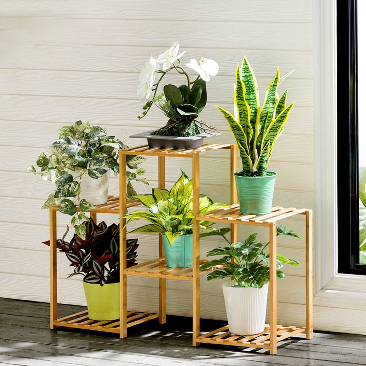 Wooden Flower Plant Rack Storage Shelf Display Stand Garden Organizer