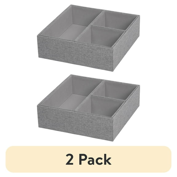(2 pack) Better Homes & Gardens 4-Piece Hard-Sided Drawer Adult Organizer, Gray