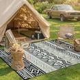 thumbnail image 3 of Moynesa Outdoor Rug Waterproof, 4'x6' Lightweight Plastic Straw Rug for Camping RV, Reversible Outside Carpet for Patio Deck Porch Balcony Picnic Tent, Black/Gray, 3 of 11