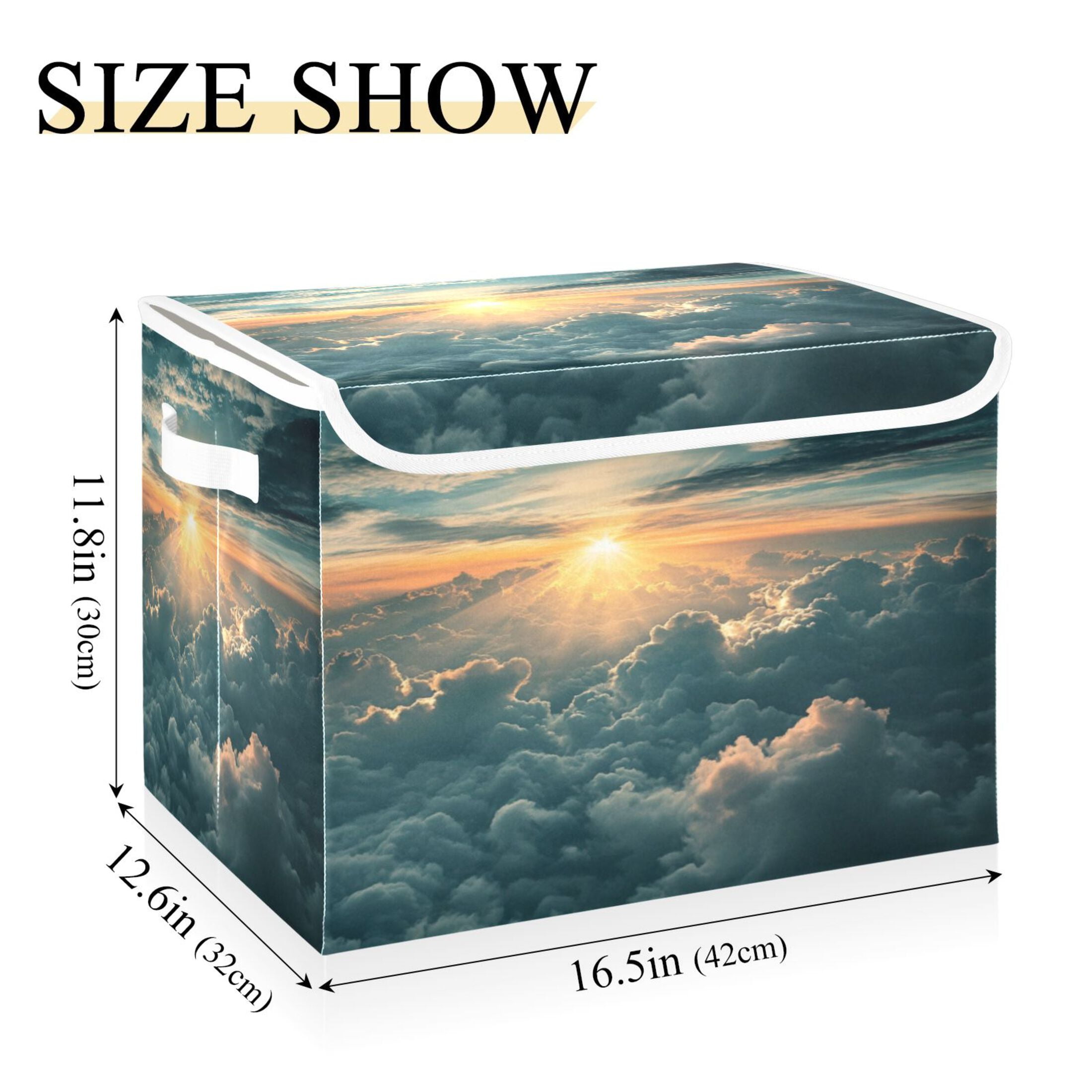 Storage Box With Lid 16.5x12.6x11.8In Foldable Stacked Household Storage Box Sky Picture