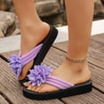thumbnail image 3 of GERsome Women's Flip-Flops Platform Round Toe Slip-On Flat Summer Comfortable Flower Thong Sandals for Beach Travel, Purple Size 6, 3 of 9