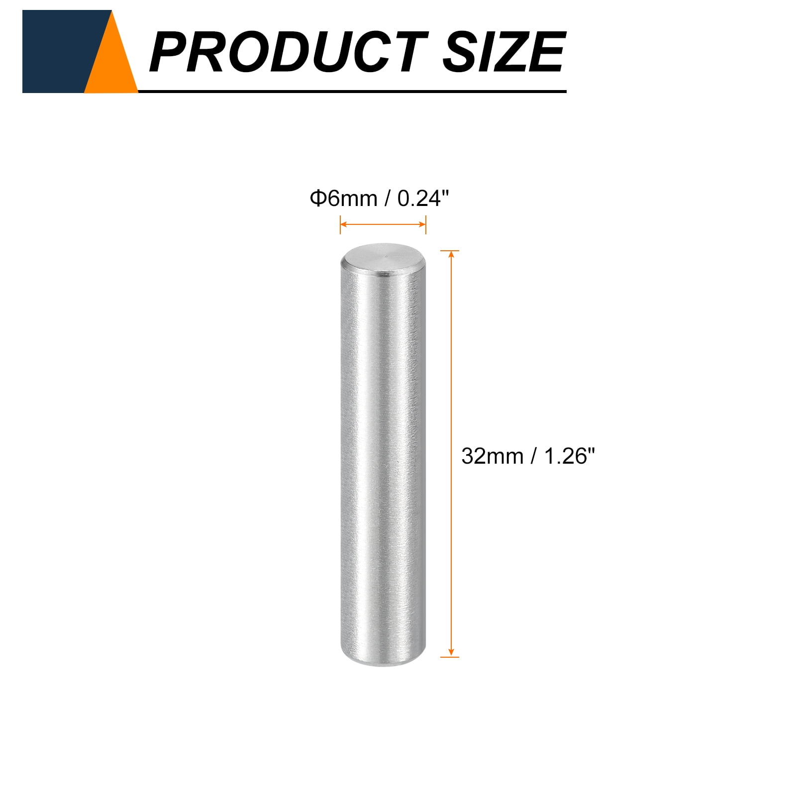 Uxcell 50pcs Dowel Pins M6(6mm) x 32mm 304 Stainless Steel Cylindrical Shelf Support Peg Pin Rod Fasten Elements for Metal Devices Wood Furniture DIY Installation, Silver