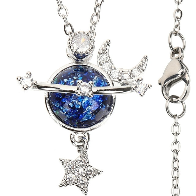 GOOHOCHY Collar con colgante de luna, estrella, luna y planeta para mujer