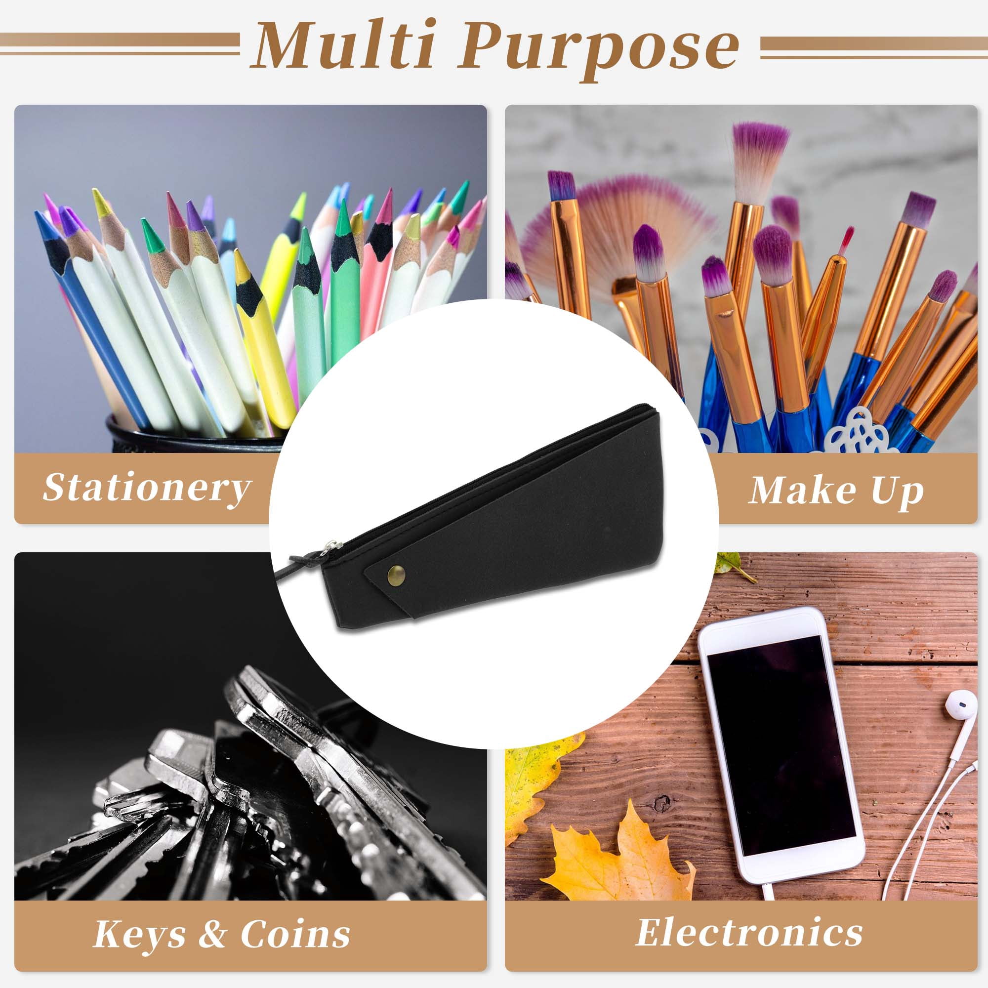 Unique Bargains Frosted Irregular Shape Style Pen Bag Organizer Black