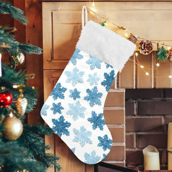 Ryvnso Christmas Stockings Snowflakes Blue 17.7" Large Stocking Decoration 1 Pack