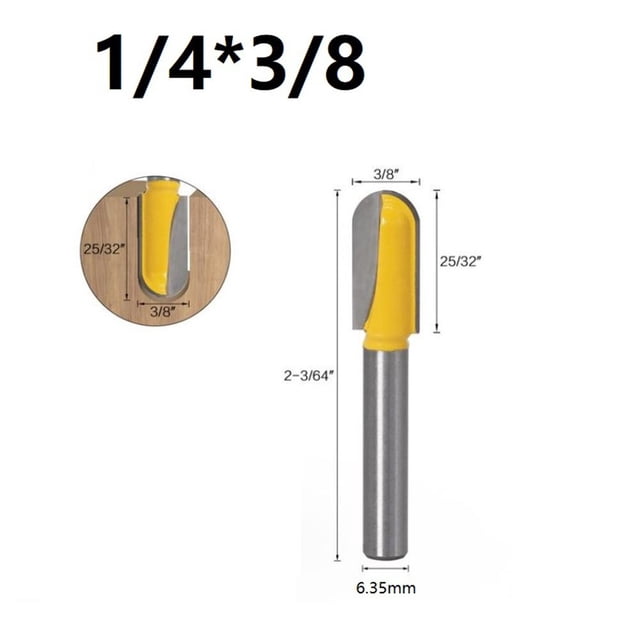 MYG Long Blade Round Nose Wood Router Bit Long Reach Core Box Cutter 6.35mm Shank
