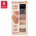 thumbnail image 2 of Lucky Brand Women's 6-Pack Ultra Soft 4-Way Stretch Tag Free Panties (Black, L), 2 of 9