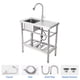 thumbnail image 2 of Fregadero de Acero Inoxidable 39x16x30 pulg, Tazón Único Independiente para Cocina Comercial, Fregadero de Preparación y Utilidad con Grifo, 2 of 9