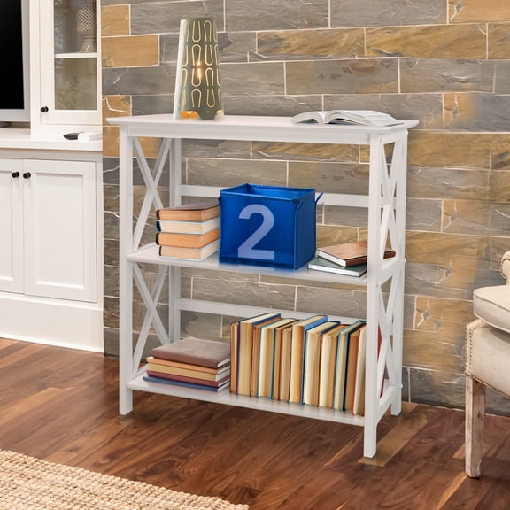 Casual Home Montego 3-Shelf Bookcase-White
