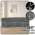 thumbnail image 4 of Eurhowing 5-Seater Reclining Sectional Couch Cover, 7-Piece Stretchable Jacquard Slipcover for L-shaped Recliner Sofas, Washable Furniture Protector, Dark Gray, 4 of 11
