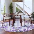 thumbnail image 4 of Purple Flowers Round Rug 5ft Washable Circle Kitchen Rugs Non Slip Butterfly Spring Floral Checkered Farmhouse Large Area Rug Indoor Floor Carpet for Bedroom Living Room Home Office Dining Room, 4 of 8