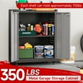 thumbnail image 3 of Bestoo Metal Storage Cabinet with Locking Doors, Garage Storage Cabinet with Wheels and Adjustable Shelves, Rolling Tool Storage Cabinet for Home Office, Garage, Pantry (Black+Gray), 3 of 8