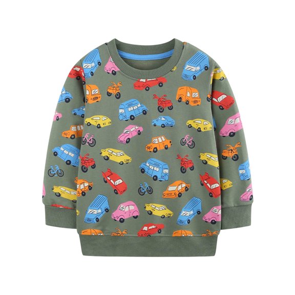 GCETTIC Boys Sweatshirts Cotton Long Sleeve Crewneck Pullover Toddler Kids Winter Warm Shirt Sweater Tops Green,4-5 Years