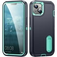 thumbnail image 1 of for iPhone 14 Case, iPhone 14 Phone Case with Built in Kickstand, Shockproof/Dustproof/Drop Proof Heavy Duty Military-Grade Rugged Protective Cover for iPhone 14,Light Green,For iPhone 14, 1 of 9