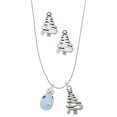 thumbnail image 1 of Delight Jewelry Silvertone Light Blue Easter Egg with Multicolored Crystal Dots Silver tone Zig Zag Christmas Tree Charm Necklace and Stud Earrings, 1 of 4