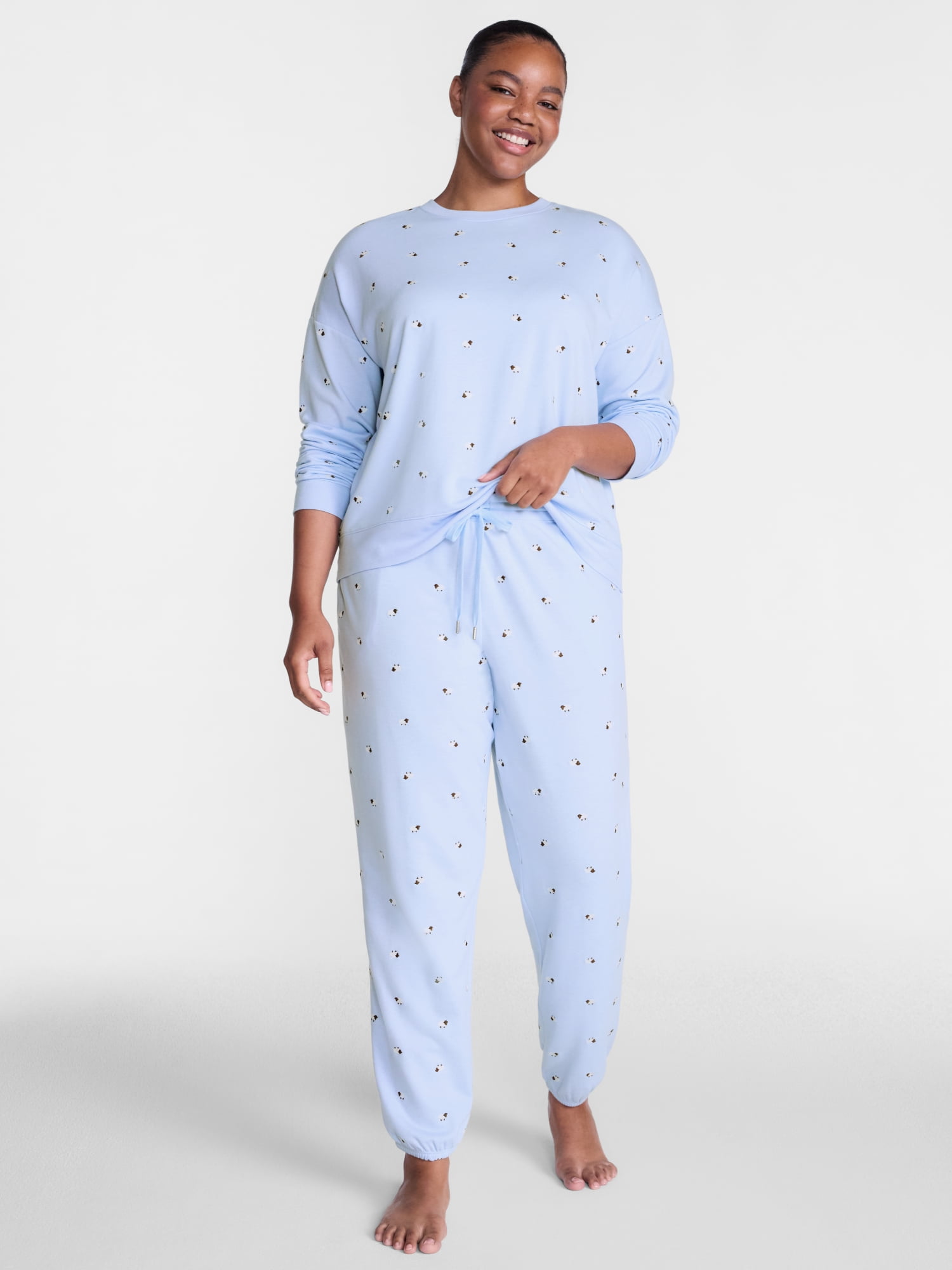 Joyspun Women's Fleece Sleep Pull On Jogger with Embroidery, Sizes XS to 3X