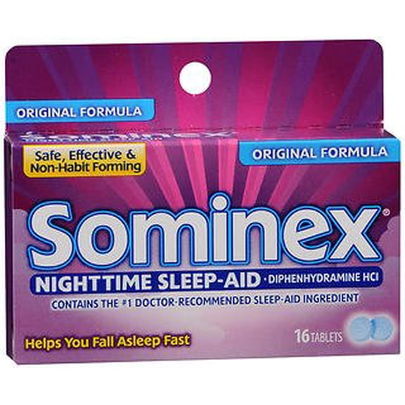 Sominex - Original Formula, Nighttime Sleep-Aid, 25 mg Diphenhydramine HCl, 16 tablets (1 Pack)