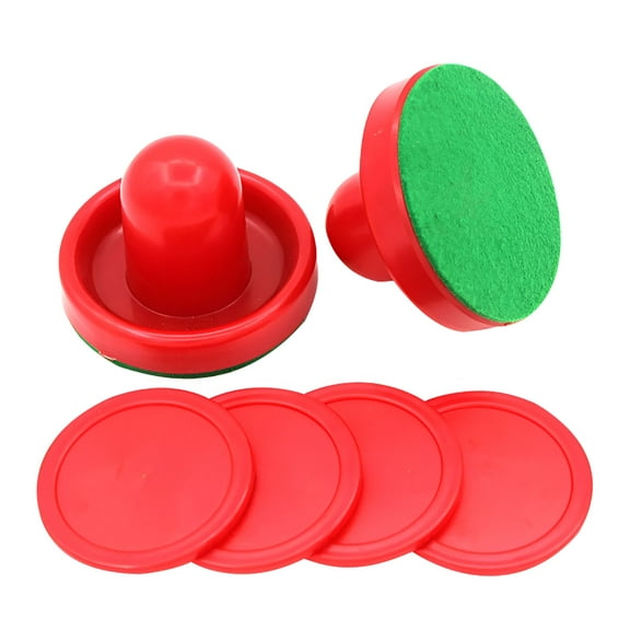 BESTSKY 60mm Mini Air Hockey Pucks and Paddles Air Hockey Pushers Pucks Goal Handles Paddles Red Replacement Accessories for Game Tables (2 Strikers   4 Pucks)