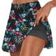 thumbnail image 2 of Jacenvly - Faldas deportivas para mujer, de moda, con estampado floral de verano, plisadas, de tenis, atléticas, elásticas, para yoga, de dos piezas, cómodas, color negro, 2 of 7