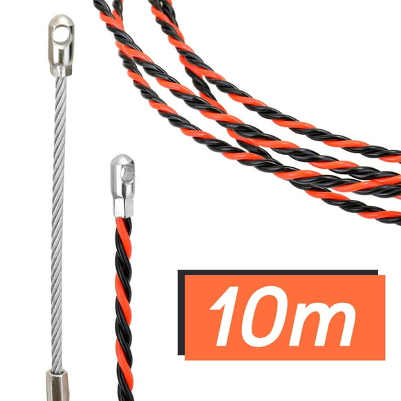Mistaha Durable Red and Black Wire Puller with 6.5mm Diameter Rod - Lightweight Threader for Cable and Fiber Optic Installation - 10m Length