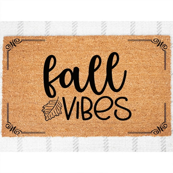 Doormat Fall Vibes Cute Doormat Welcome Mat Autumn Decor Halloween Dec (18" x 30") #3315