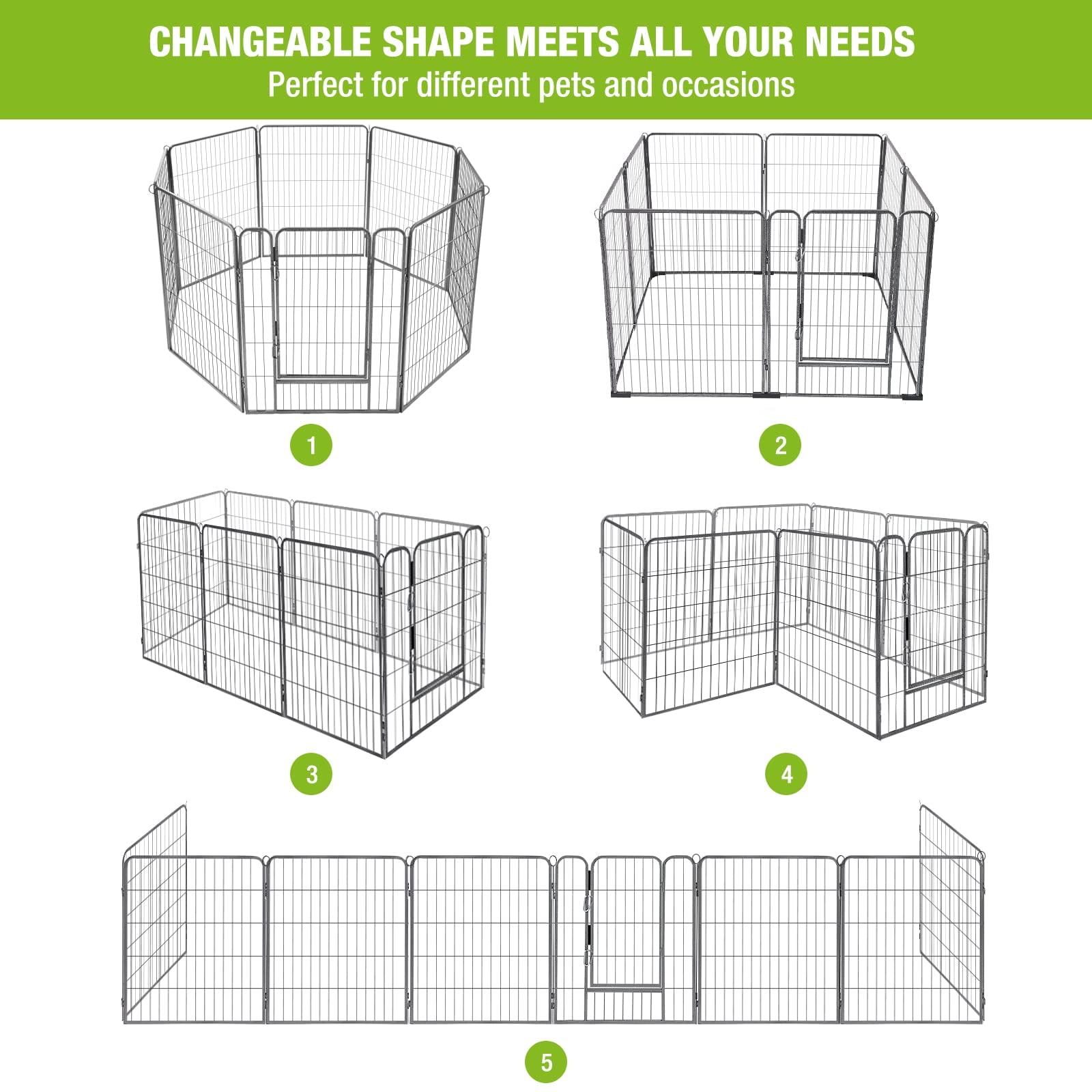 Aivituvin 31'' Foldable Dog Pen Heavy Duty Metal Puppy Playpen Indoor Outdoor for Small Animals - 8 Panels