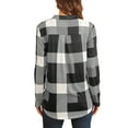 thumbnail image 4 of Uhndy Size S-5XL Women Long Sleeve Plaid Tunic Shirt V Neck Pullover Blouse Tops Ladies New Fall Winter Roll-up Shirt Baggy Color Block Checked T Shirt Tops gray 4XL, 4 of 5