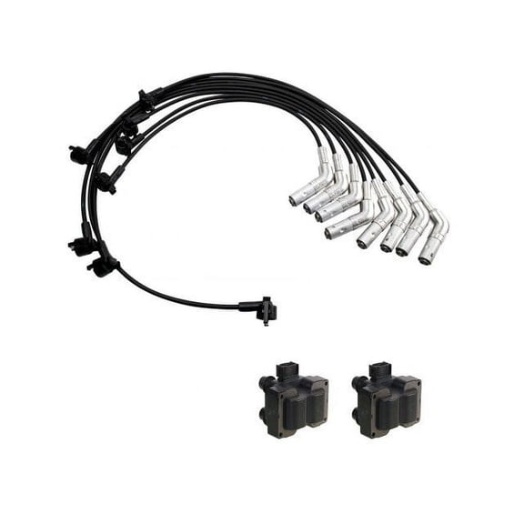 Ignition Coil and Spark Plug Wire Set 3 Piece - Compatible with 1998 - 2001 Ford Explorer 5.0L V8 1999 2000