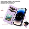 thumbnail image 5 of For Samsung Galaxy A37 5G Wallet Grid Texture Magnetic Flip Cover Card Holder & Bills Slot, Soft PU Leather Magnetic For Women Wallet Case With Detachable Shoulder Strap And Wrist Strap,Purple, 5 of 9