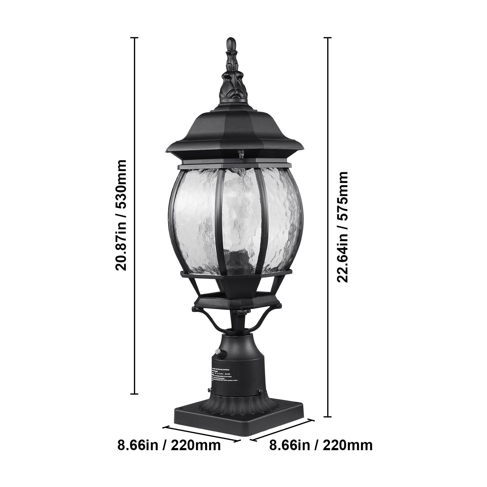 Dranite 2-Pack Outdoor Lamp Post Lights, 20.87in Pier Mount with Dusk to Dawn Sensor