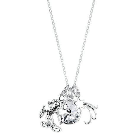 Disney Piglet Jewelry - Disney 10mm Clear Crystal Silver-Tone If You Can Dream It You Can Do It Mickey Mouse Necklace, 18