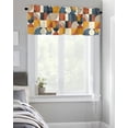 thumbnail image 4 of Kitchen Cafe Valance Curtain for Small Windows,Mid Century Nordic Geometric Art Rod Pocket Short Valances Splicing Circle and Square Window Treatment Panel for Living Room/Bedroom/Bathroom,42x12in, 4 of 9
