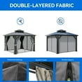 thumbnail image 3 of Dextrus 12ft x12ft Double Roof Hardtop Gazebo with Netting&Curtains, Outdoor Aluminum Gazebo with Heavy Duty Galvanized Steel,Ideal for Patio Lawn and Garden,Grey Curtain, 3 of 5