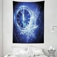 thumbnail image 1 of Clock Decor Tapestry, Countdown to New Year Theme A Clock Holiday Lights and Snowflakes Pattern Design, Wall Hanging for Bedroom Living Room Dorm Decor, 60W X 80L Inches, Blue, by Ambesonne, 1 of 2