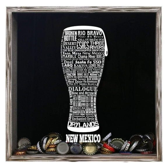 Torched New Mexico Drink Beer Shadow Box Wall Mount Decor 13"x13"x3.5" Gray