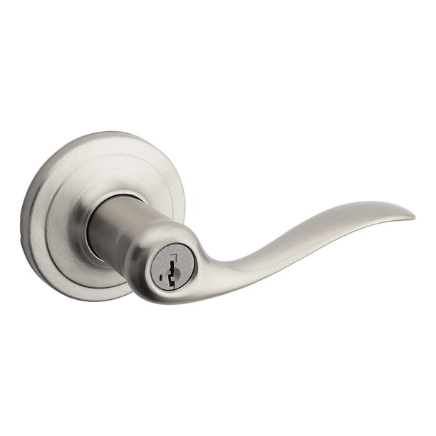 Manija De Puerta De Entrada Kwikset Tustin Con Cerradura Y Llave Palanca Reversible Con Llave Segura Cerradura De Puerta Exterior Para Entrada Principal Y Dormitorios Cromo Satinado Resistente A Ganzú