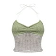 thumbnail image 5 of vigerkar Women Halter Crochet Tops Sleeveless Knit Tank Tops Y2K Summer Crop Camisole Vest Top Green, S, 5 of 7