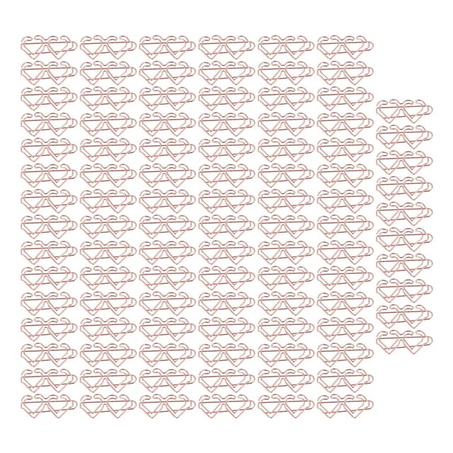 100 Uds Clips de papel en forma de Metal dorado rosa galvanizado Clips de oficina bonitos y prácticos portátiles para clasificación de archivos doble corazón