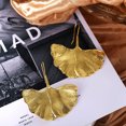 thumbnail image 4 of Anvazise Fashion Women Ginkgo Leaf Plant Dangle Drop Hook Earrings Party Jewelry Gift Golden, 4 of 9