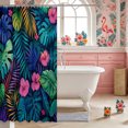 thumbnail image 3 of Manfei Tropical Floral Leaves Shower Curtain 72Wx72L,Botanical Plants Bathroom Curtain, 3 of 6