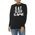 thumbnail image 3 of Big Size Eat Sleep Game Graphic Long Sleeve Crewneck Tee - Black 2XL, 3 of 4
